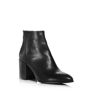 Aqua Dante Leather Black Pointed Toe Booties